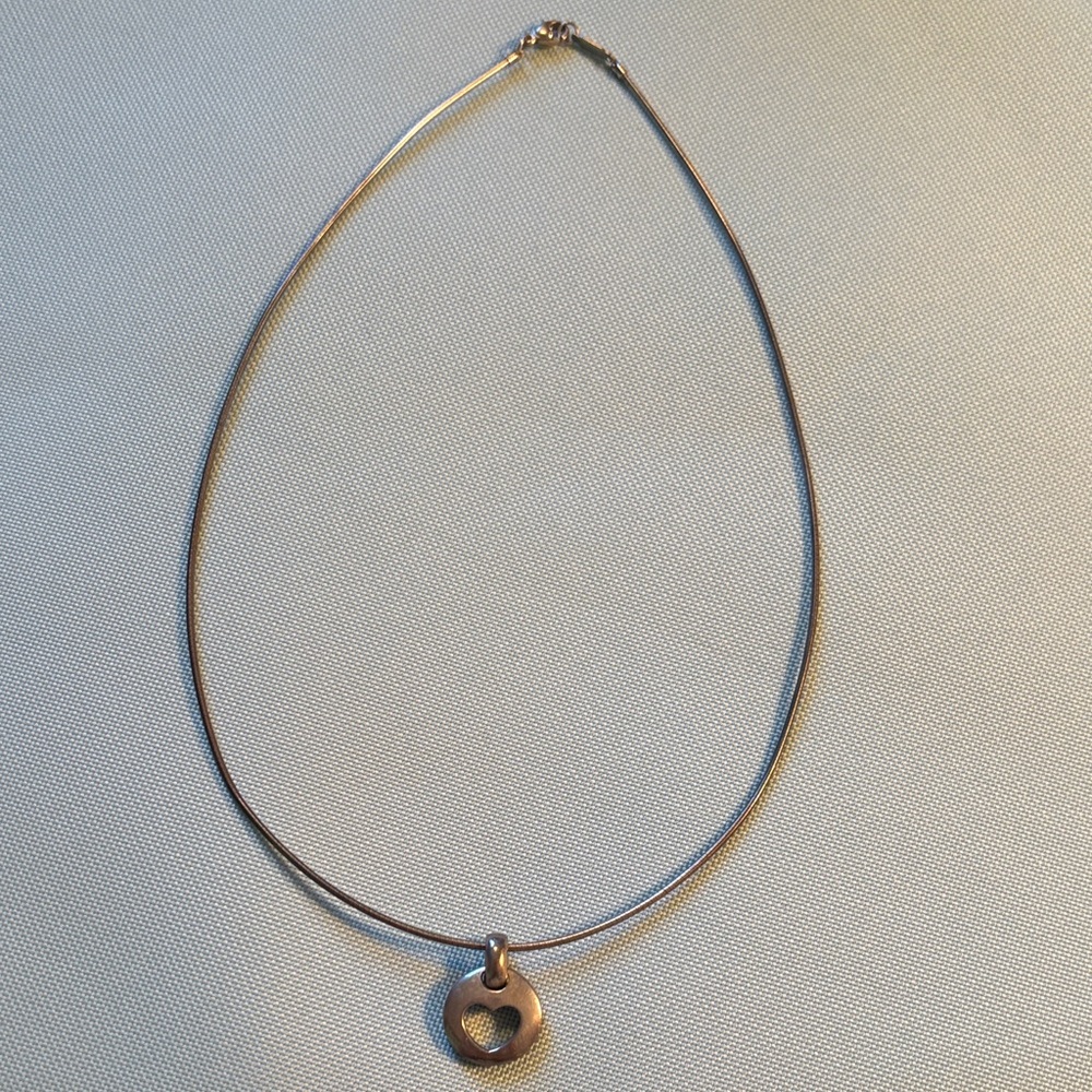 Tiffany & Co. Vintage Stencil Cut Out Heart Pendant Necklace in Silver